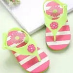 Flip Flops Velcro Closure Floral Print