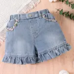 Cotton Shorts With Floral Corsage