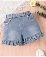 Cotton Shorts With Floral Corsage