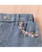 Cotton Shorts With Floral Corsage - Image 4