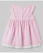 Poplin Woven Half Sleeves Checked Frock With Bow Applique - Image 3