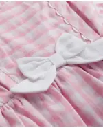 Poplin Woven Half Sleeves Checked Frock With Bow Applique - Image 4