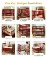 Montana Wooden Cot Cum Rocker with Mosquito Net - Image 3