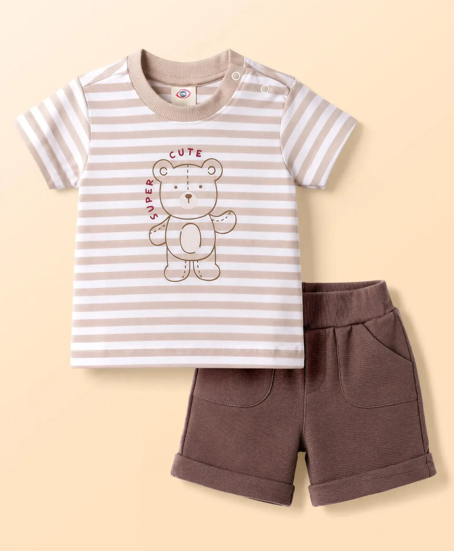 imgi_57_22651017a Zero Sinker Knit Half Sleeves Striped T-Shirt & Shorts - Image 1